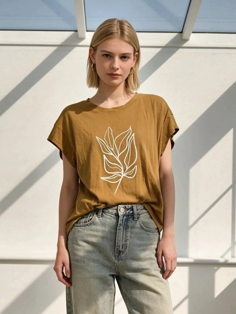 Madewell x Walker Noble Studios Asbury Muscle Tee Mustard Brown Small